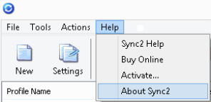 Sync2 help menu